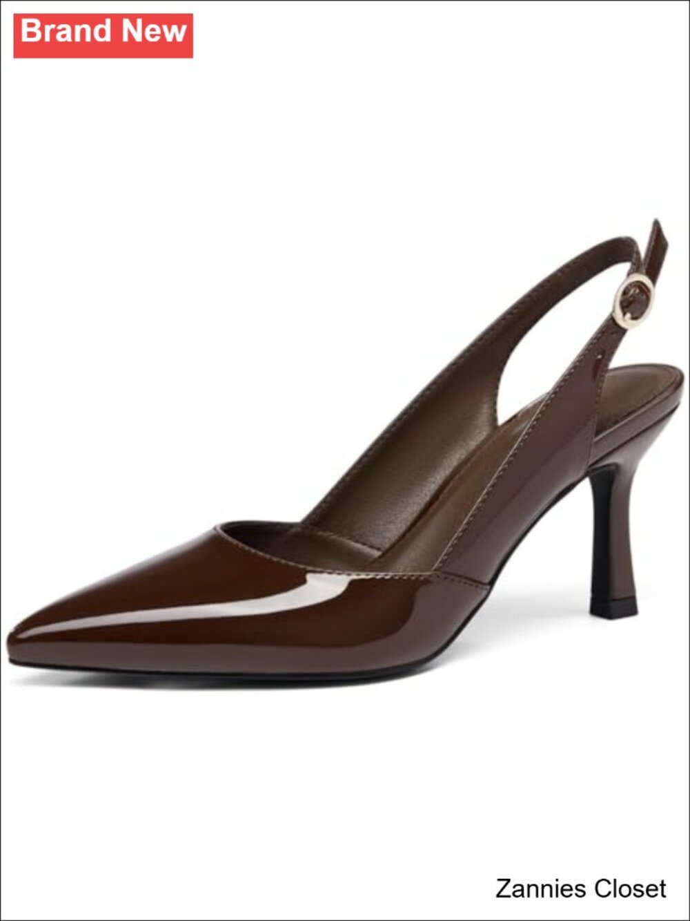 ✨ Rilista Women's Slingback Kitten Heels Closed Pointed Toe Faux Leather Dress